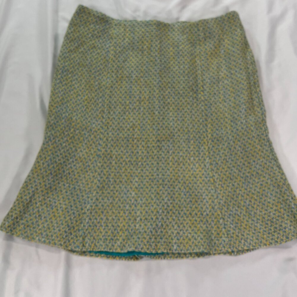 Talbots Yellow And Turquoise Tweed Skirt, Size 18       Lot J